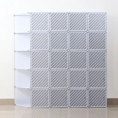 DIY 화이트 라인 선반 옷장 조립식 가벼운옷장