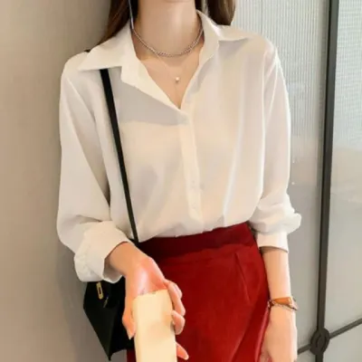블라우스 여성 셔츠 봄 기본 스타일 정장 오피스룩 상의