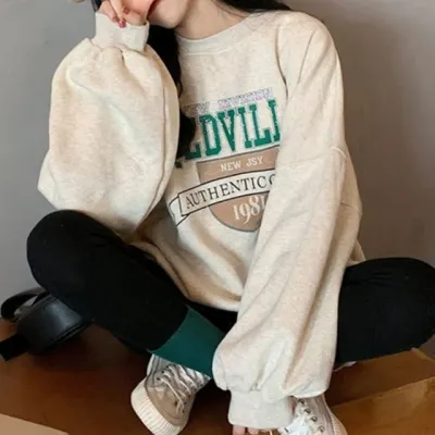 루즈핏 레터링 맨투맨 여성 드롭숄더 티셔츠 여자기모맨투맨 기모맨투맨티