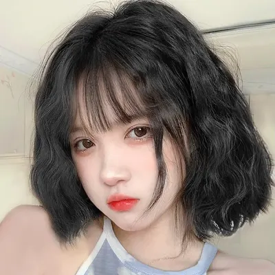 물결펌 단발머리 통가발(블랙) 단발펌