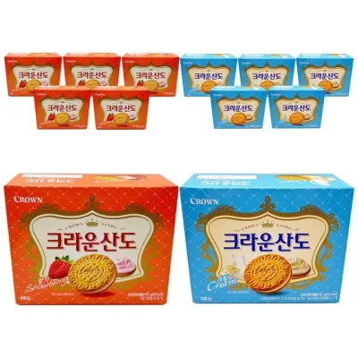 크라운제과 크라운산도 딸기 161g+크림 161g 각6개씩