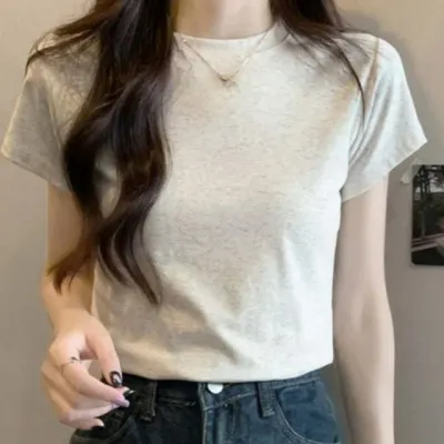 심플 여름 기본 쫀쫀 반팔 이너 라운드 티셔츠 데일리룩 하객룩