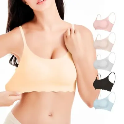 조절 노와이어 끈 스트랩 탑 나시 심리스 수면브라 세트