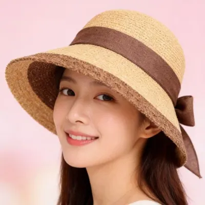 버킷햇 라피아 햇 UV 자외선차단 휴대용 썬캡 비치 모자 나들이 휴가 캠핑용 여자
