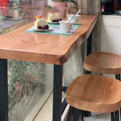 우드그레인 심플형 홈바 테이블+바 스툴(120cm*40cm*105cm)