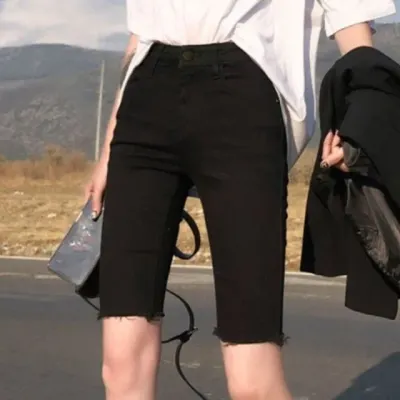 5부 팬츠 블랙 슬림 여름 여성 반바지 페미닌룩 데일리룩