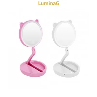 탁상 거울 LED 조명 접이식 양면거울 메이크업 확대경 화장