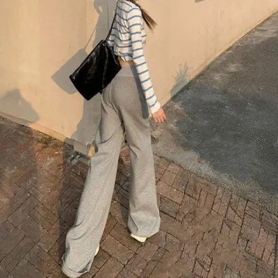 여성와이드바지 코지핏 데일리 2컬러 밴딩 와이드 팬츠