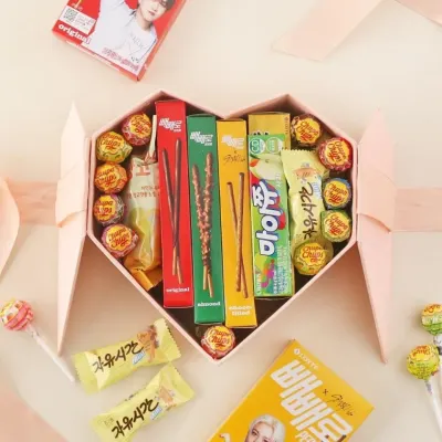 하트박스 간식 선물 초콜릿 사탕 빼빼로 과자 세트