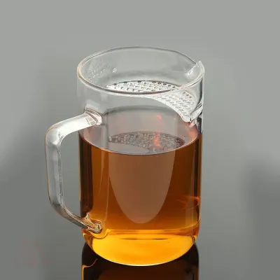 내열유리 거름망 머그 400ml 직화내열유리티포트 투명블랙 내열유리차포트850