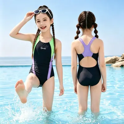 여아수영복 초보자 어린이 수영복 소녀 전공 연체 속건 훈련 삼각 청소년 중소 대동 학생 대31