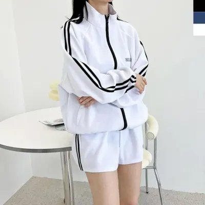반바지 숏팬츠 트레이닝복 투라인집업 블랙 트랙집업 여성츄리닝반바지 여자헬스장 츄리닝 니트