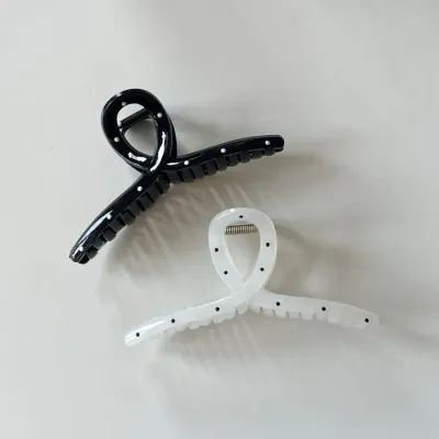 기본 꼬임 국내제작 헤어집게 도트 땡땡이 꼬임 헤어 집게 고급 긴머리 단발 집게핀 집게삔