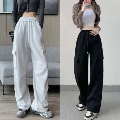 가을 신상 여자 여성 데일리 밴딩 와일드 핀턱 카고 트레이닝복 팬츠