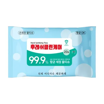 후레쉬클린케어 향균소독티슈(20매) 피톤치드 천연물티슈 휴대용물티슈 무화학첨가제 손소독물티슈