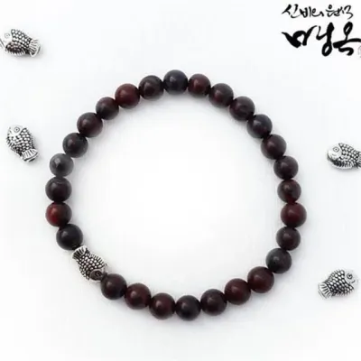 천연 원석 팔찌 6mm 원석 팔찌 핸드메이드 수공예 물고기 포인트 행운 손목 액세서리 선물용 천연석 우레탄