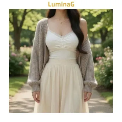 나시 여성 레이스 브이넥 민소매 이너 여름 상의 레이어드용
