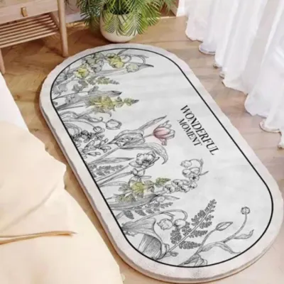 소형 그레이튤립 극세사 발매트 욕실매트 침실 거실 거실매트 욕실 발