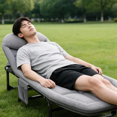 야전침대 접이식 간이침대 캠핑용 휴대용 사무실용 야외 숙박용 차박 휴식 취침용