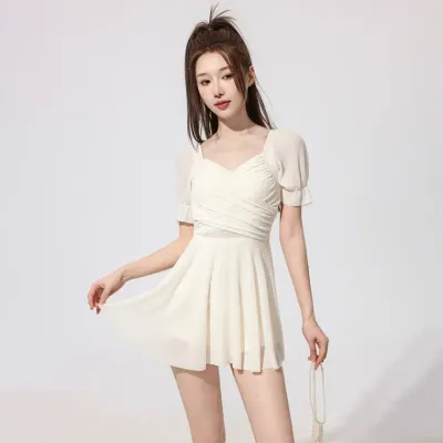 수영복 새로운 원피스 스커트 수영복 여성 보수적 인 요정 바람 배꼽 슬리밍 섹시한 원피스 78