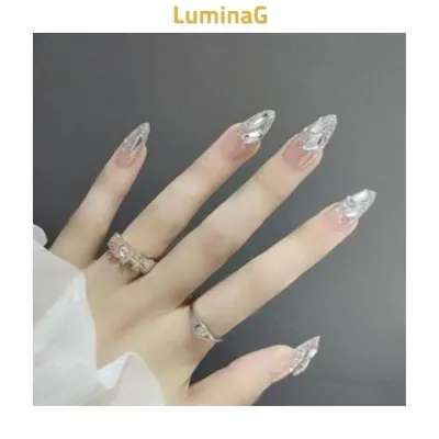 웨딩 네일팁 24pcs 젤 디자인 손톱 연장 셀프 네일아트 재료