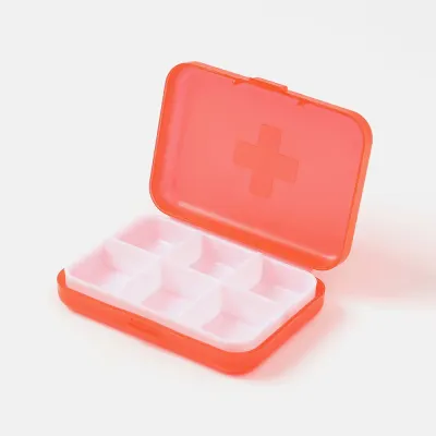 메이컬 사각 6칸 알약케이스 비타민 휴대약통 레드