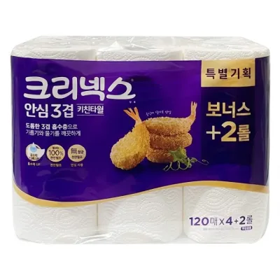 크리넥스 안심 3겹 키친타월 120매 6롤 -D
