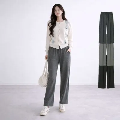 여성 베이직 슬림 와이드 팬츠