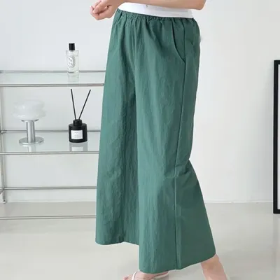바스락 여름 와이드 밴딩 여성 바지 치마바지 통바지