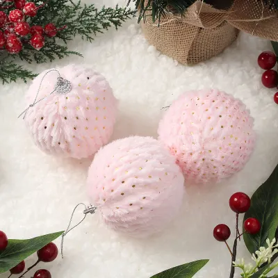 핑크블라썸 패브릭 장식볼 3p(8cm) (도트폼폼이)