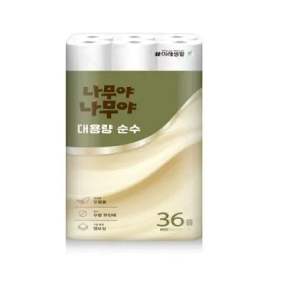 나무야 대용량 순수 36롤 화장지 3겹 무형광 무향 무인쇄 휴지 롤
