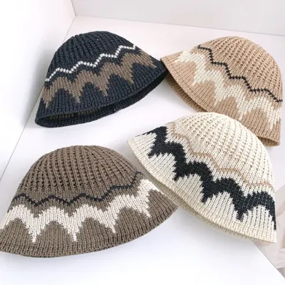 준캡 성인모자 두줄지그재그 밀짚 벙거지 돌돌이면모자 썬캡 가림막 여성 여자 모자 버킷햇