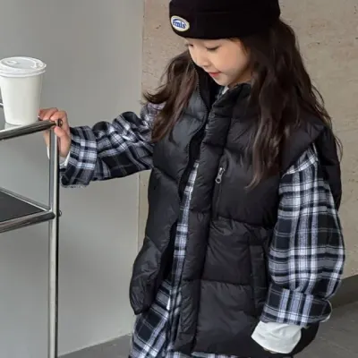패딩조끼 블랙 주니어 오버핏 힙한 조끼 데일리 아우터