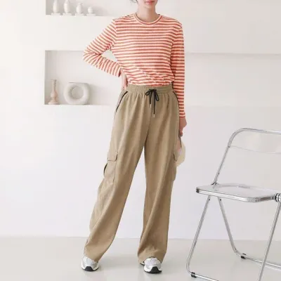 코듀로이 와이드 골덴 골지 카고 건빵 스판 바지 여성 와이드팬츠
