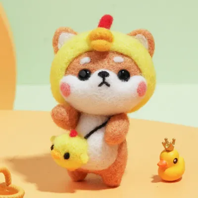 DIY 동물친구 양모펠트 키트(병아리시바견) 펠트공예