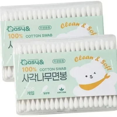 사각 케이스 면봉 나무 면봉 다용도 가정용 클렌징 목욕 휴대용 순면 용품