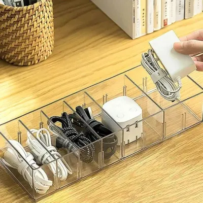 USB 케이블정리함 충전기수납함 케이블홀더 칸조절함