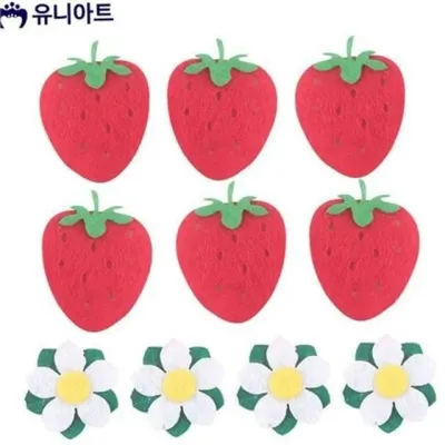 펠트 딸기 공예 딸기 펠트 장식 핸드메이드 바느질 만들기 소형 액세서리 미니어처 부자재 공예용 아동