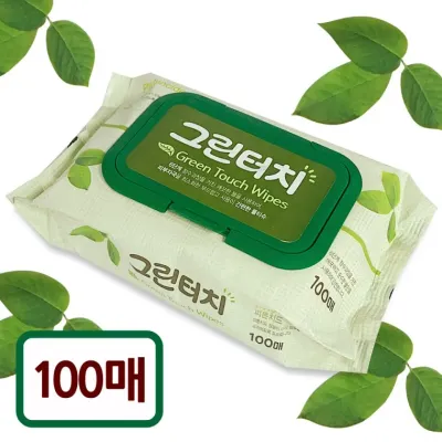 그린터치 물티슈100매(캡형) 피톤치드 간편한물티슈