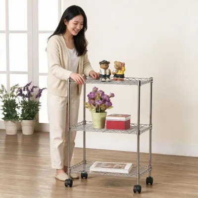 철제선반 3단 이동식 메탈랙 450 코너 선반 수납 정리대 틈새 책장 랙