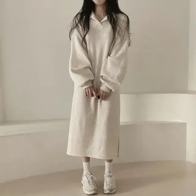 여성 오버핏 일상 롱원피스