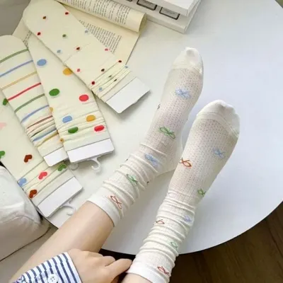 중목양말 여성용 펀칭 통기성 5color 여름컬러 양말