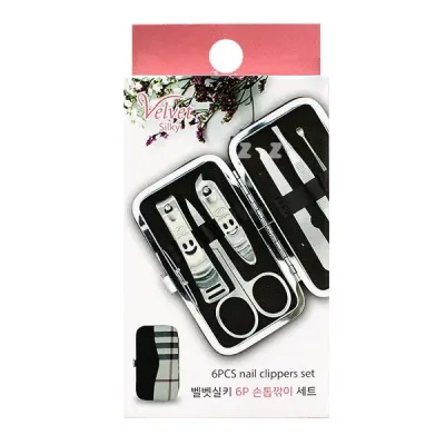 벨벳실키 6P 손톱깍이 세트 -H/휴대용손톱깍이/사선깍이/귀이개/쪽집게/끌/케이스휴대용손톱깍이세트