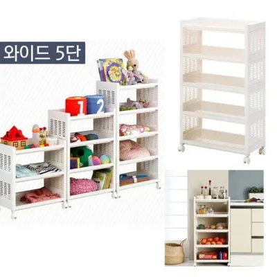 화이트 이동식카트 5단 수납장 선반 진열대 진열선반 정리대 수납랙 정리장