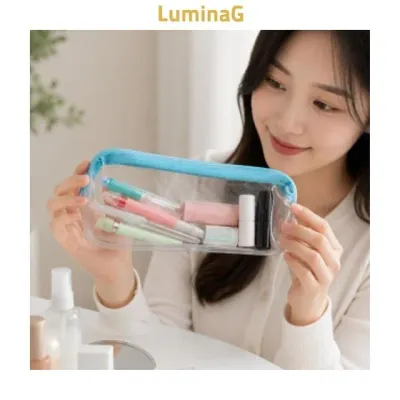 파우치 케이스 투명 pvc 지퍼 여행용 소품 방수 슬림형 소지품 정리 휴대용