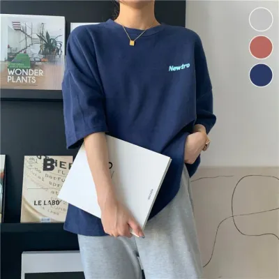 여성 뉴트로 오퍼핏 스타일 반팔 티셔츠 ERK-327