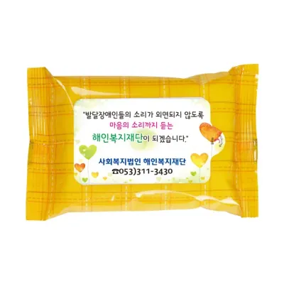 체크오렌지 10매 1 000개 휴대용 물티슈 판촉 홍보 전도용