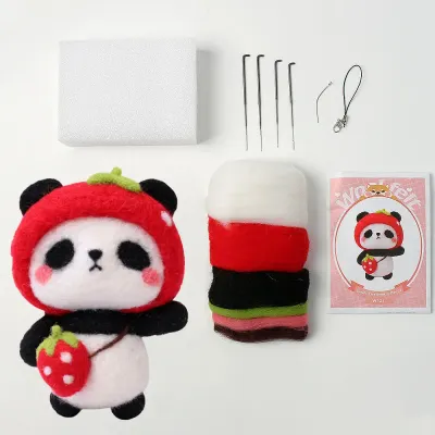 DIY 동물친구 양모펠트 키트(딸기팬더) DIY인형만들기