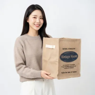 린넨 사각 바구니