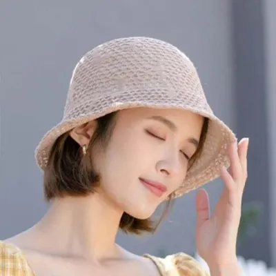 여름 햇빛차단버킷햇 여성 캐주얼 비치모자 짜임
